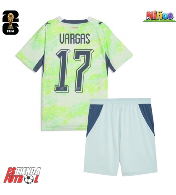 Suiza Ruben Vargas #17 Segunda Equipación Niños Mundial 2026 Manga Corta (+ Pantalones cortos)